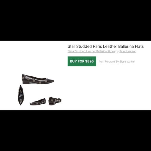 SAINT LAURENT Black Leather Studded Flats 38 - Picture 5 of 6